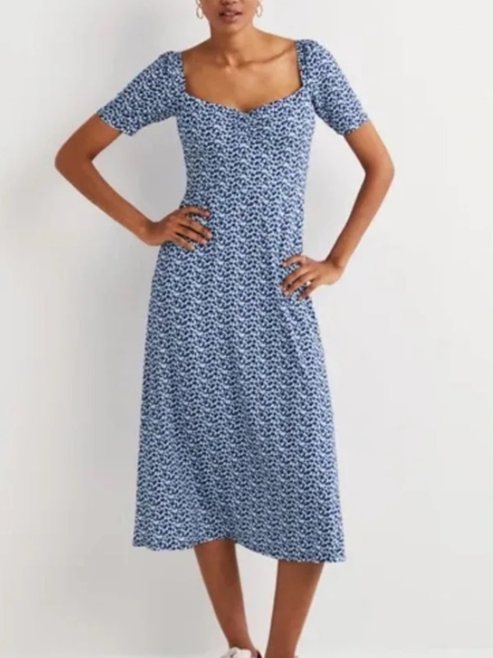 Boden Sweetheart Jersey Printed Midi Dress LONG